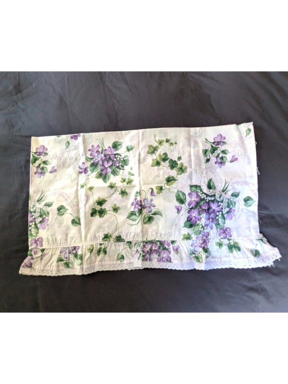 Vintage Arley 1 Rod Pouff Valance Amethyst Violet White with Purple Floral 60x15